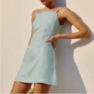 Reformation Phillipa Linen Dress in Aquamarine 8